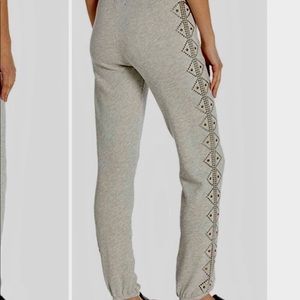 Monrow Motif Studded M Gray Sweatpants, Size M